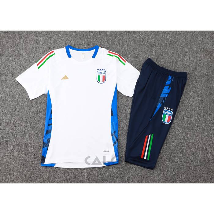 Tuta da Track Italia Manica Corta 2024-2025 Bianco - Pantaloncini